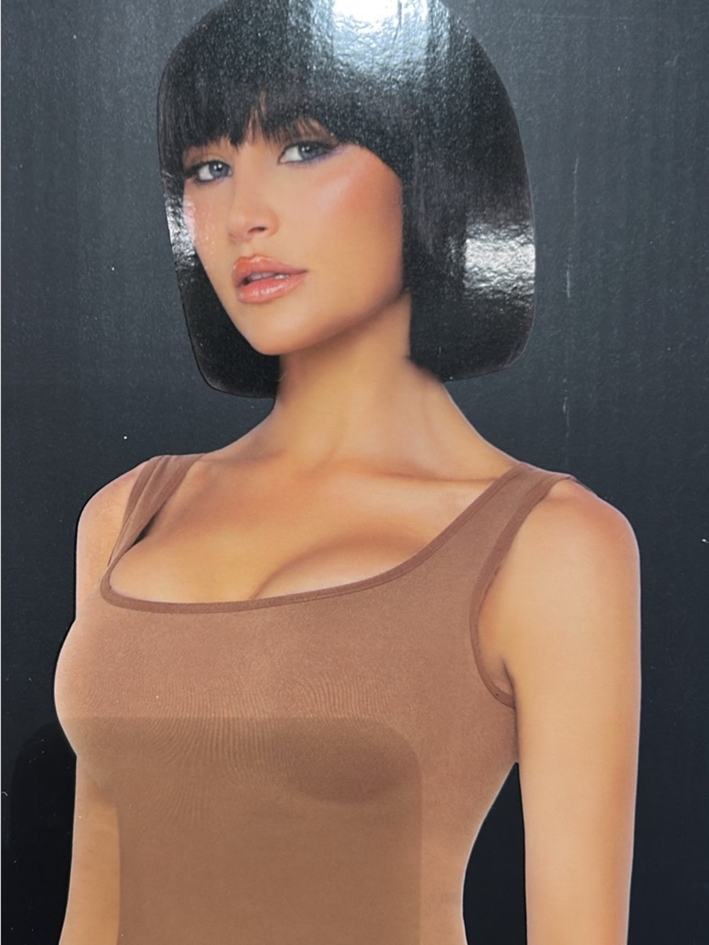 Leg Avenue Brown Seamless Square-Neck Tank
